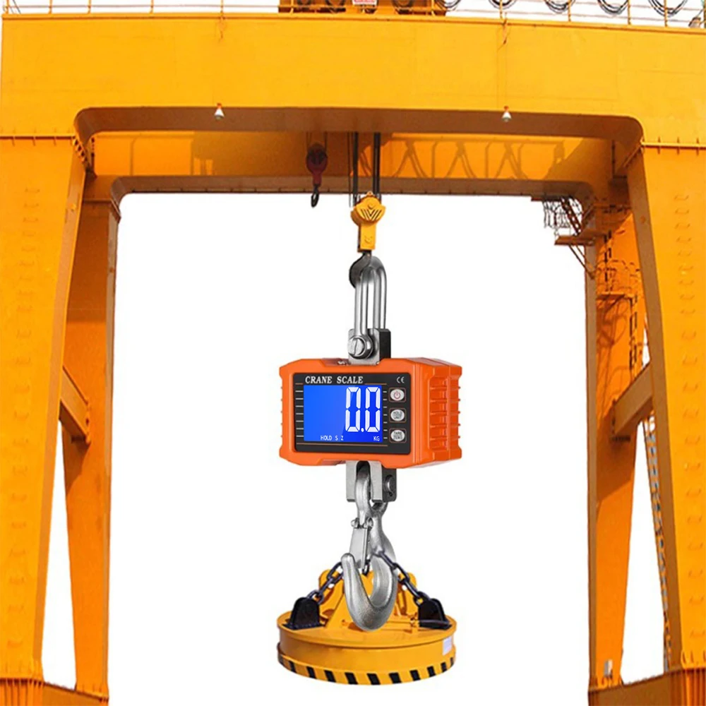 1000kg Heavy Duty Crane Scale Digital Hanging Scale LCD Backlight 2204lbs Industrial Hook Scales Electronic Weigher