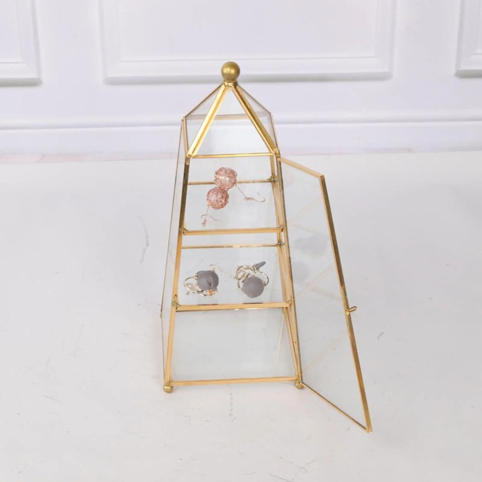 

Стеклянная медная шкатулка-органайзер для украшений: для колец, браслетов и других ценностей