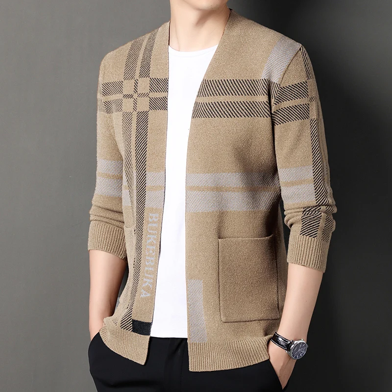 Casaco cardigan casual masculino, alta qualidade, nova moda, roupas para primavera e outono