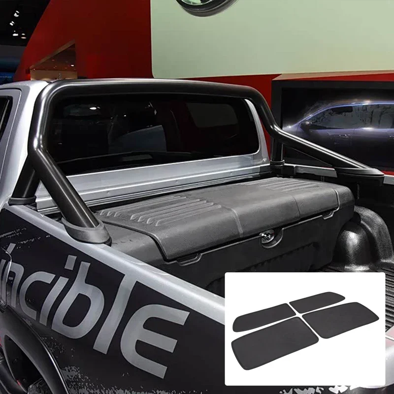 4PCS Memory Steel Rear Door & Rear Window Mosquito Net For Toyota Hilux 2015-2023 Protection Accessories