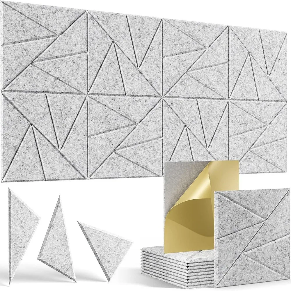 Square Acoustic Felt Panels Self Adhesive DIY Shape Soundproof Background Decor Wall Stickers To Absorb Noise Eliminate Echoes