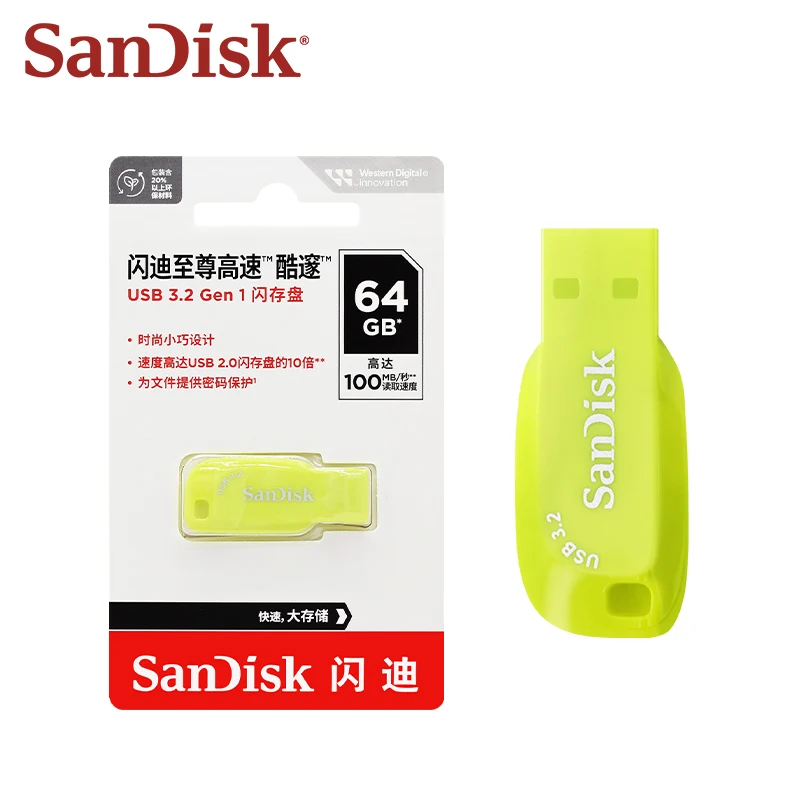 Флэш-накопитель SanDisk CZ410 USB 3.2 Gen 1 серии Макс. 100 Мбит/с, 32 ГБ, 64 ГБ, 128 ГБ, 256 ГБ, скорость передачи данных, USB-накопитель для компьютера