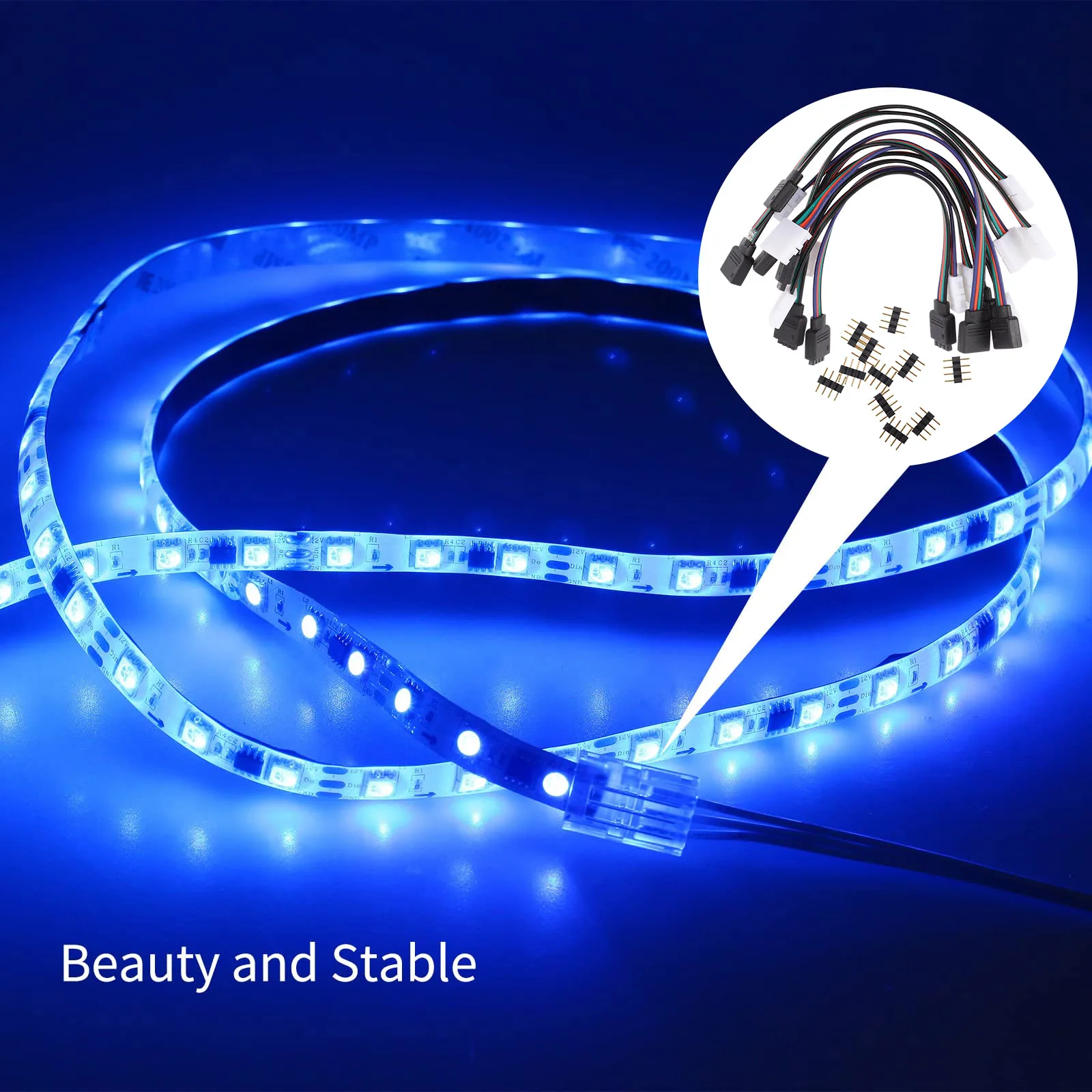 10pcs Led Light Strip Connector 4 Pin Rgb Solderless Adapter Fireproof Abs Connectors For Led Strip Lights Compact Controller