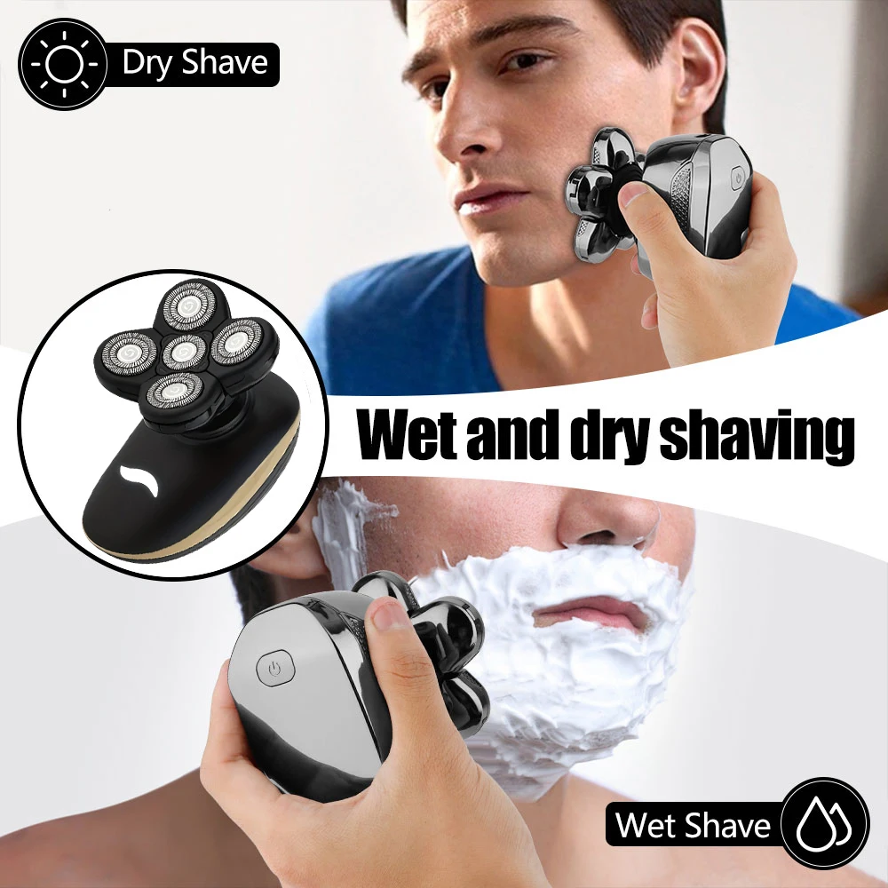 HIEAN 남성용 6D 플로팅 전기면도기, 습식 및 건식 면도, 수염/털 트리머, 충전식 전기 면도기, 대머리 면도기