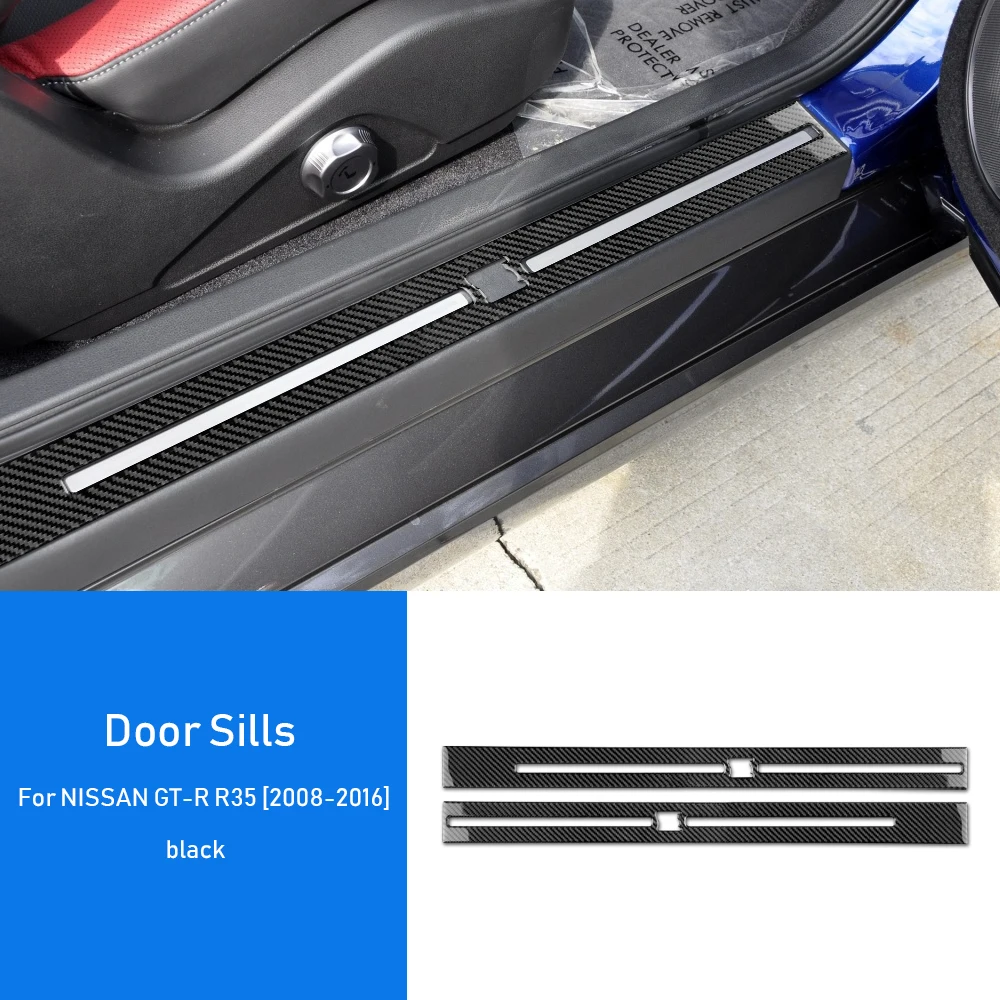 

For Nissan GTR R35 2008 2016 Carbon Fiber Door Sill Protector Scuff Plate Interior Threshold Guard Cover Car Styling Accessories