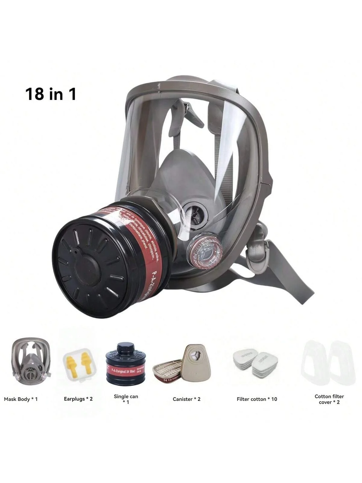 

Противогаз кислотный/органический/Ammonia 6800A Полнолицевая маска Респиратор Краска Химические пестициды Лабораторный противопылевой многофункциональный фильтр