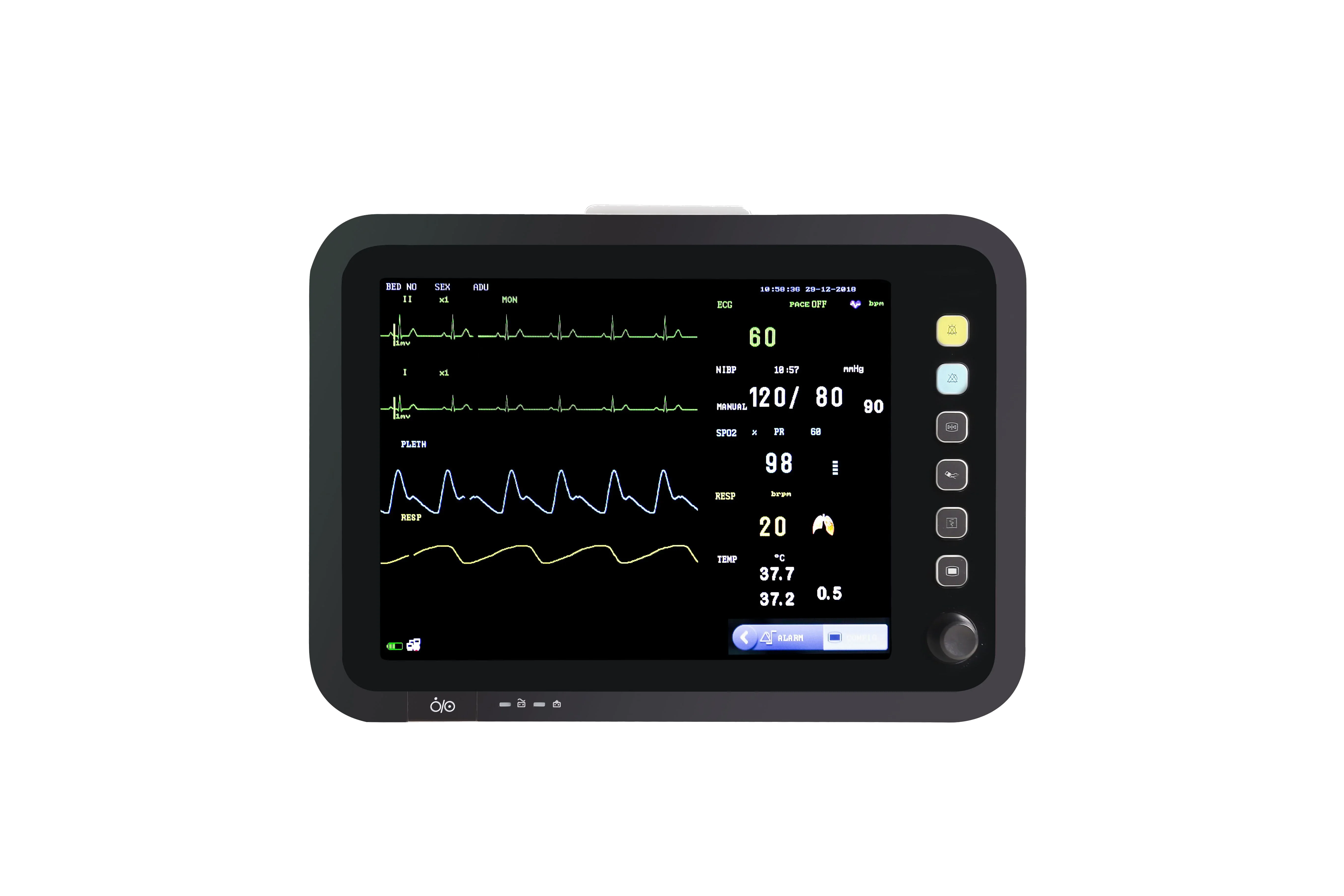 HF-8000C 12.1 จอภาพผู้ป่วยหลายพารามิเตอร์ จอภาพ EcG, SpO2, NIBP, RESP, TEMP, PR และ HR