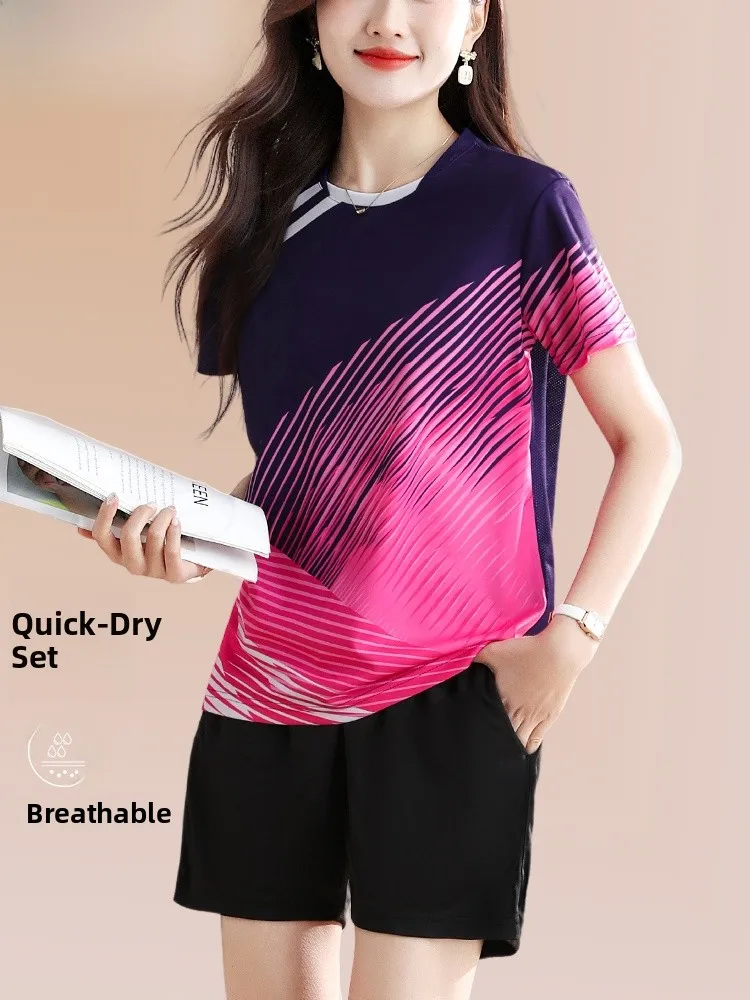 

TUCANO Lightweight Qui Dry Sports Set Women's Summer adient Color ort Sve Casual Running Two Piece Set round Ne