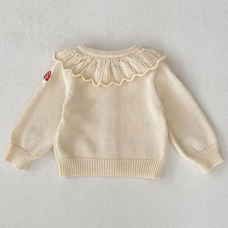 0-3Yrs Baby Girl Knit Cardigan Autumn Baby Girls Knitted Sweaters Embroidery Mushroom Winter Toddlers Kids Cotton Cardigan Coats