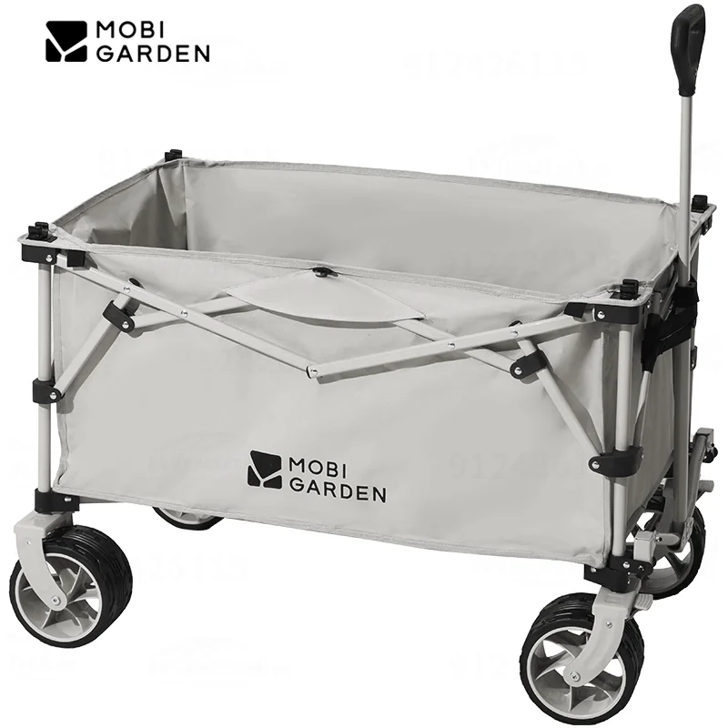 

MOBI GARDEN Camping Folding Trolley Cart Portable 200L Large Capacity Adjustable Picnic Table Beach Supermarket Shopping BBQ