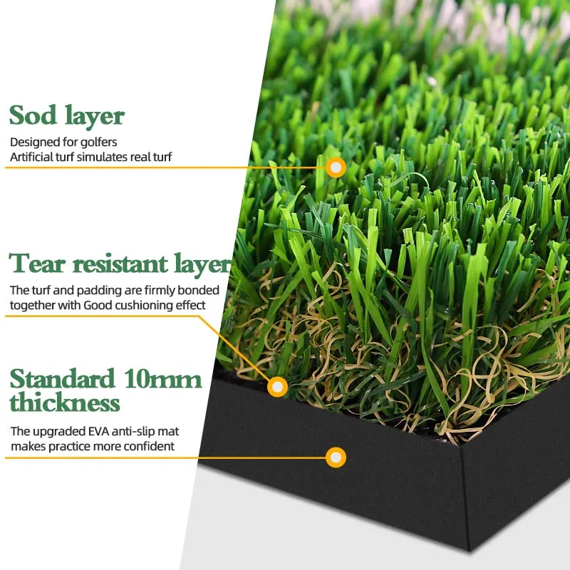 سجادة جولف فاخرة مزدوجة العشب: سجادة ضرب جولف مطورة مقاس 5 × 4 أقدام، محاذاة وزاوية مساعدة النهج، سجادة جولف داخلية وداخلية #3