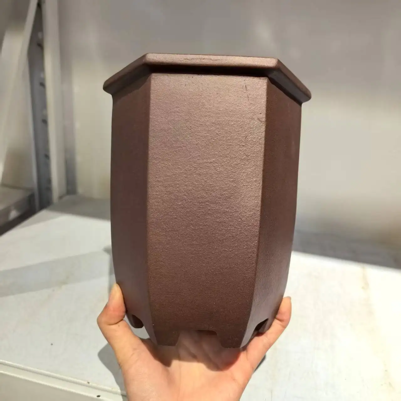 High quality Yixing purple clay bonsai pot handmade cascade pot