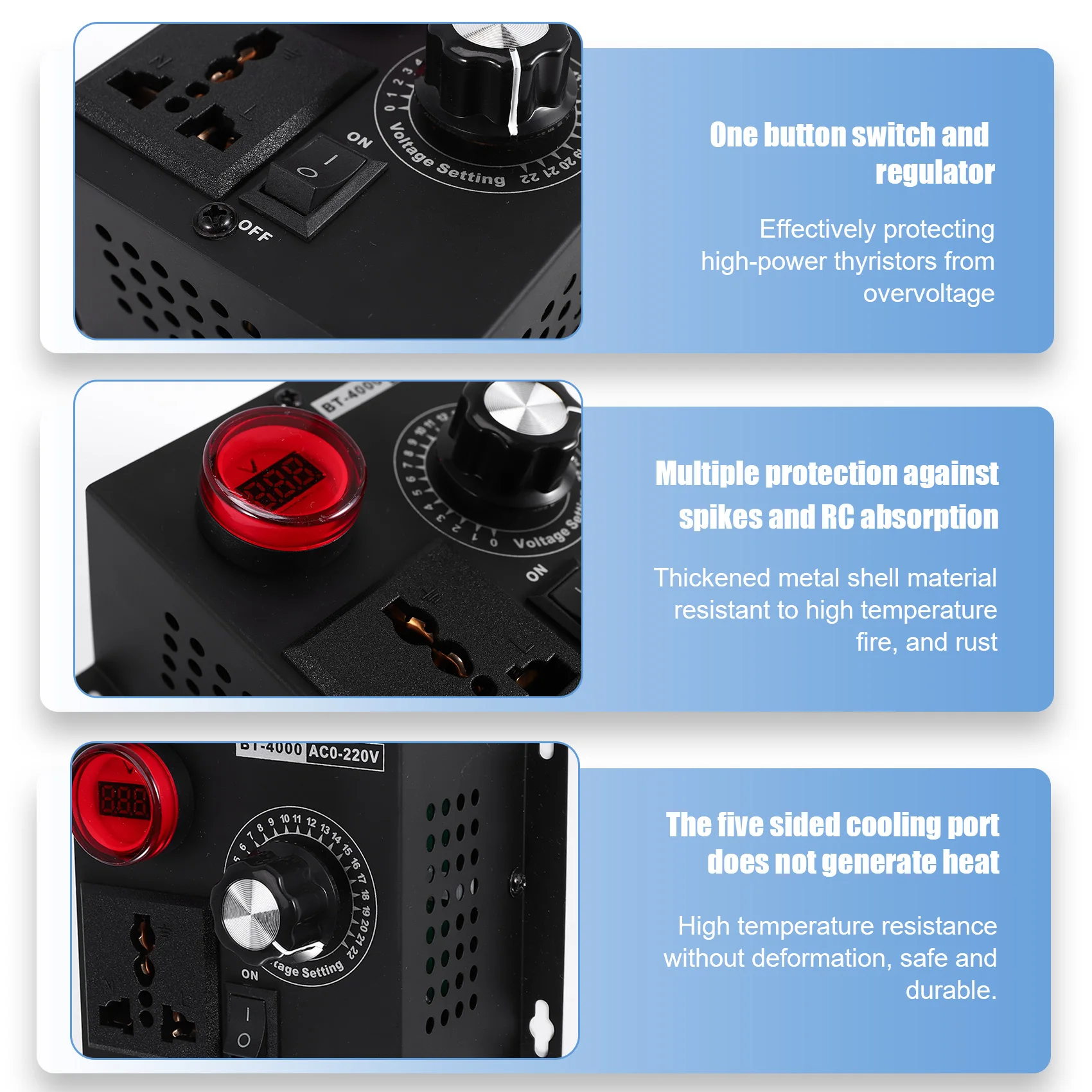 Ac220v 4000W Scr ตัวควบคุมแรงดันไฟฟ้าอิเล็กทรอนิกส์อุณหภูมิมอเตอร์พัดลมควบคุมความเร็ว Dimmer เครื่องมือไฟฟ้าปรับ,Eu Plug-BTF