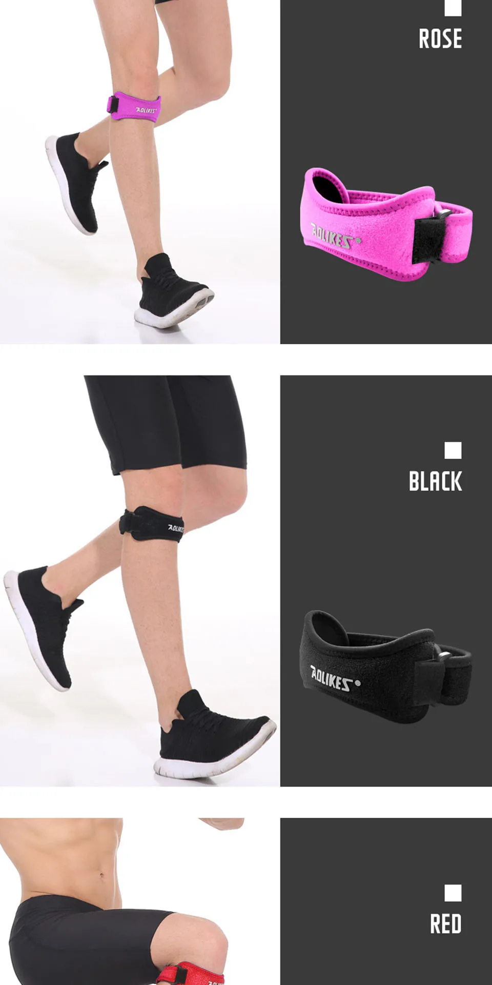 1PCS Einstellbare Knie Patellasehne Unterstützung Strap Band Knie Unterstützung Klammer Pads für Laufen Basketball Outdoor Sport – Detail 7