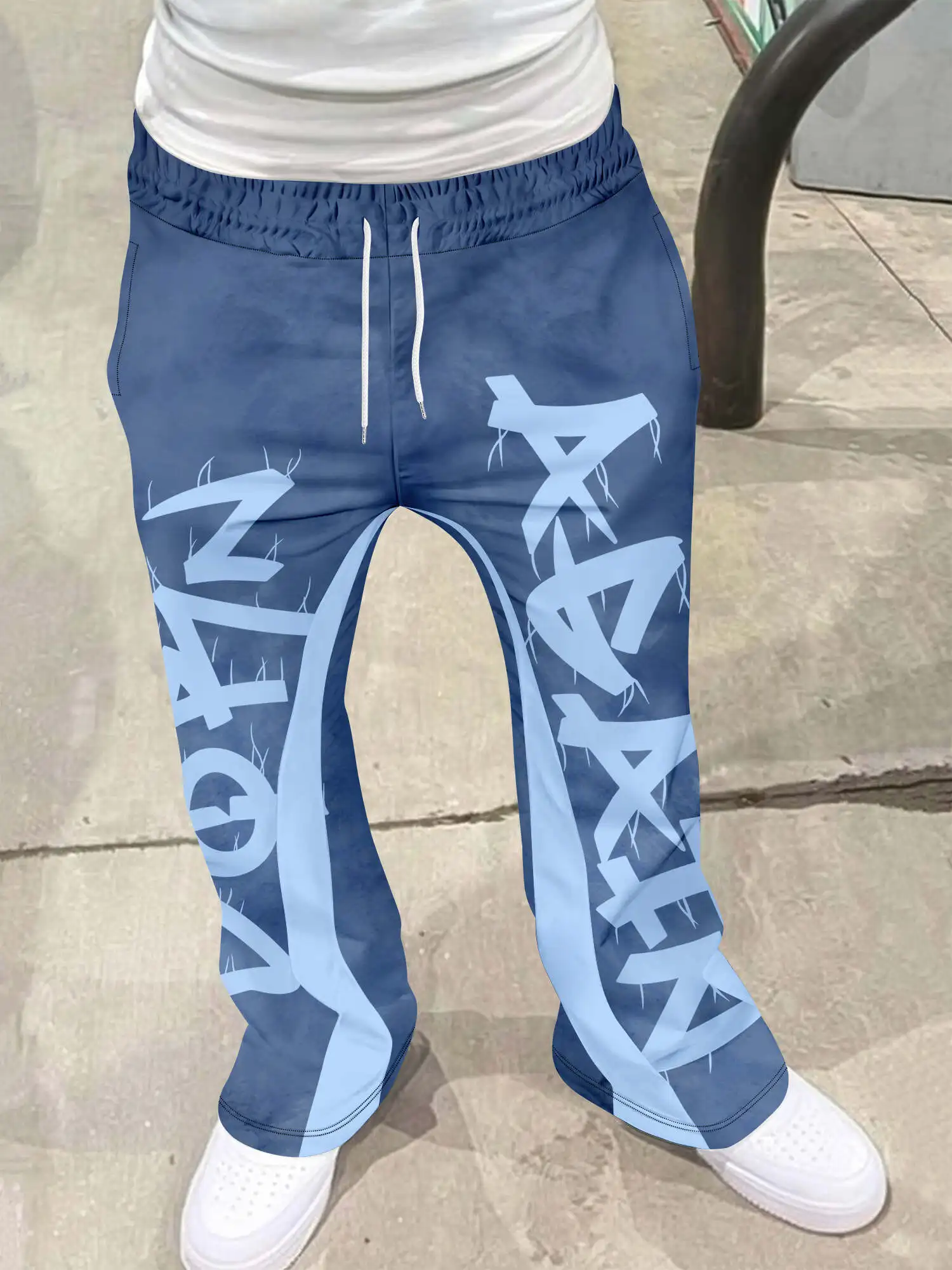 

Y2k Flared Pants Men Loose 3D Print Trousers Casual Sweatpants Mid Waist Sporty Female Clothes Streetwear Hip Hop Vintage Pants