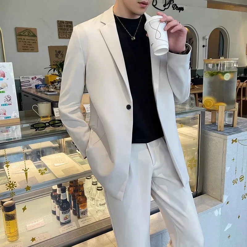 

Two Pieces Set Blazers Jacket Pants / Fashion New Men's Casual High Quality Business Slim Groom Wedding Formal Suit Coattrousers