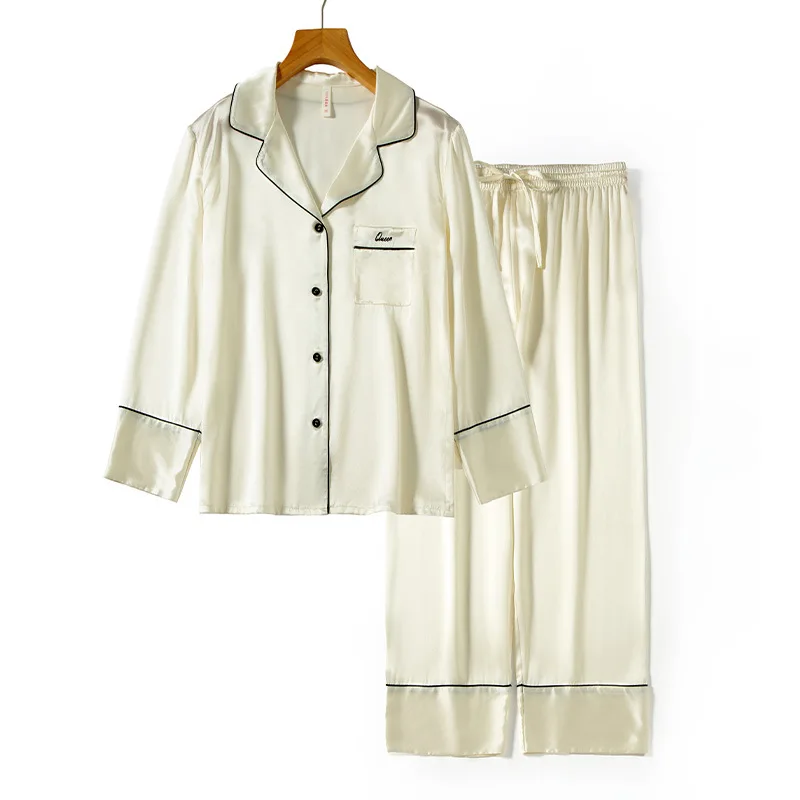 19MM Heavyweight Silk Pajamas Autumn Winter Minimalist Luxury 100% Mulberry Silk Women's Loungewear 1341