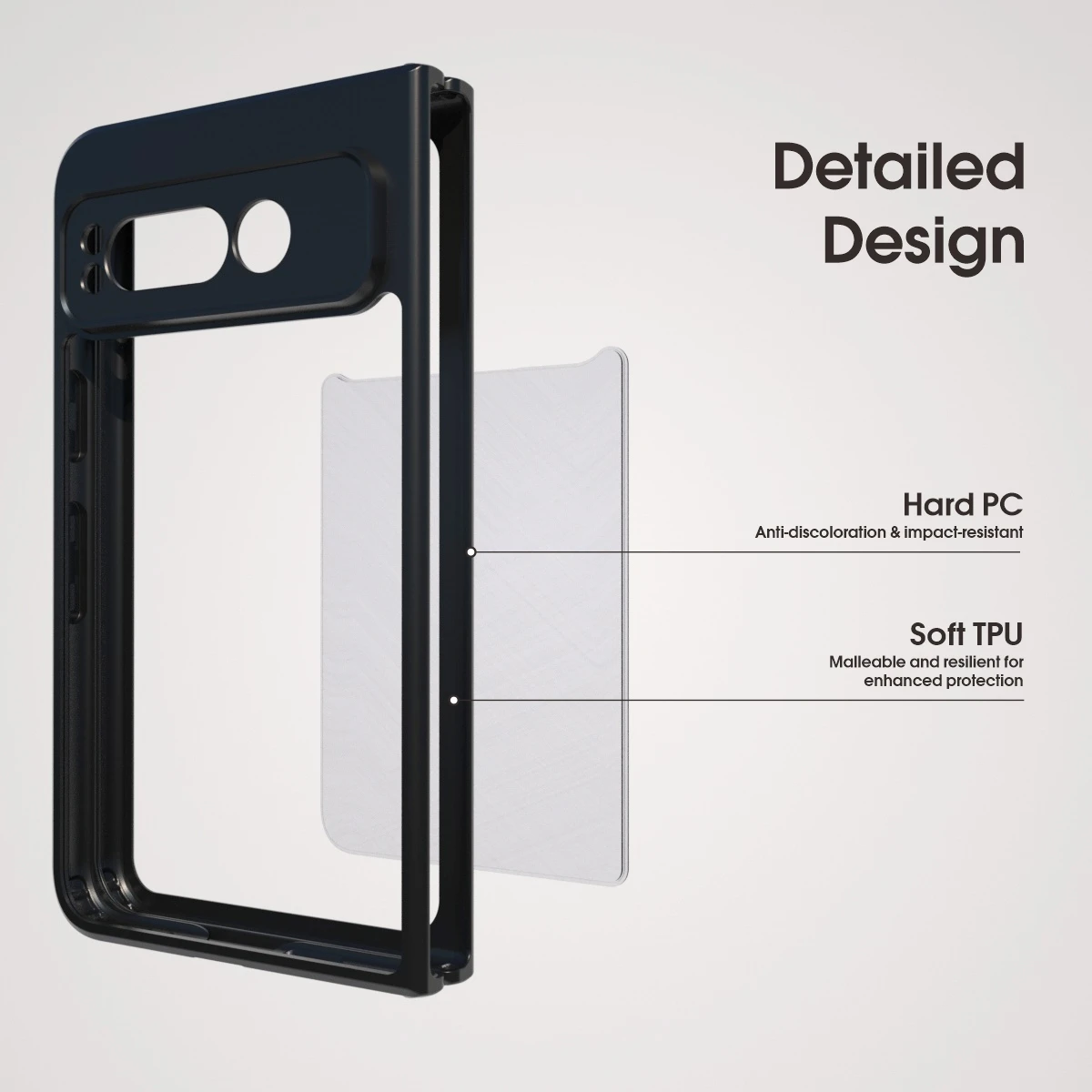 IBMRS for Google Pixel fold Case,Frosted transparent Shockproof Protection Case