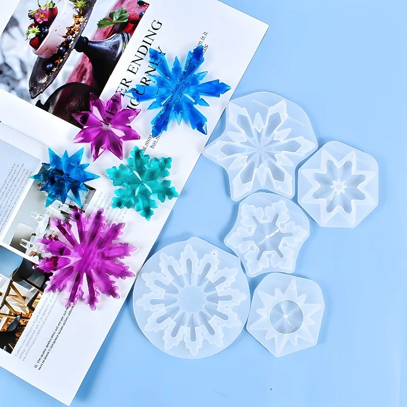 New Christmas Multi Shapes Snowflake Pendant Silicone Mold Hanging Epoxy Resin Mould For DIY Christmas Tree Decor Jewelry Making