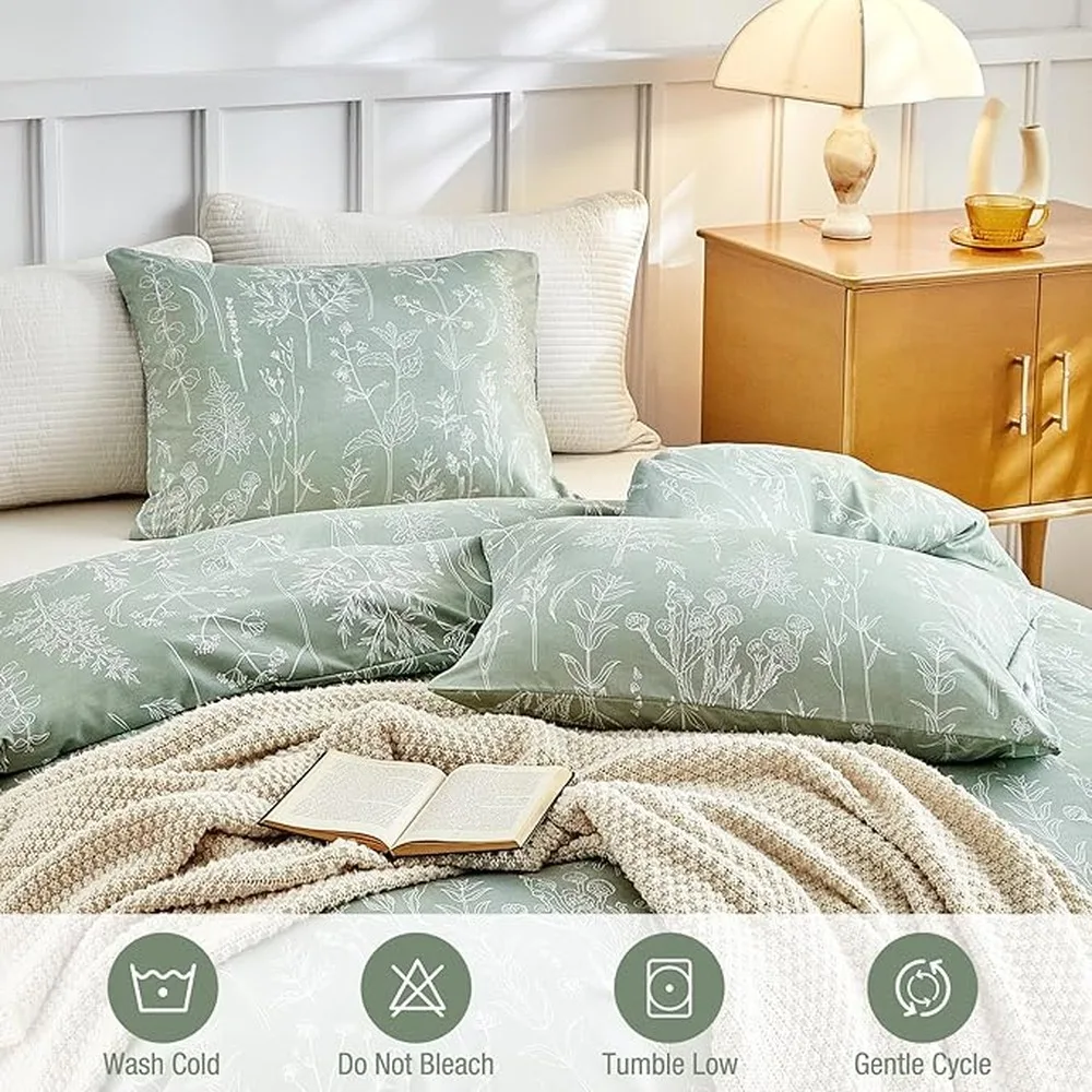 Floral Duvet Cover Queen Set Comfortable Cotton Breathable Soft Microfiber Sleep Experience Is Feel