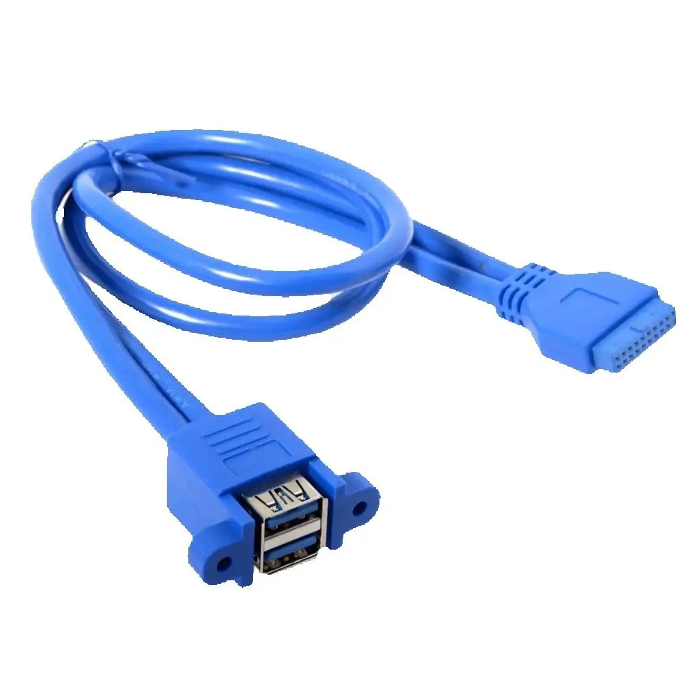 Stackable USB 3.0 Female Panel Type to Motherboard 20Pin Header  Dual Ports 30cm Cable 50cm