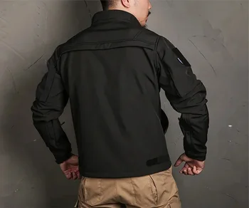 Men's Waterproof Softshell Tactical Jacket 6 Tactical Shark Men's Soft Shell Jacket Fleece Lined Waterproof Warm Outdoor Combat Coat with Multiple Pockets Windbreaker 6