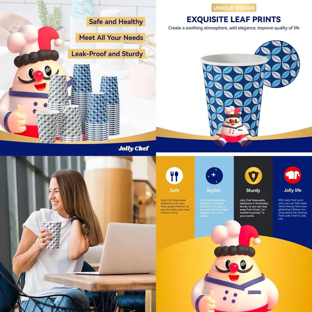 

Одноразовые бумажные кофейные чашки на 1000 штук, 12 унций, идеально подходят для дома, работы, кафе и использования на открытом воздухе.