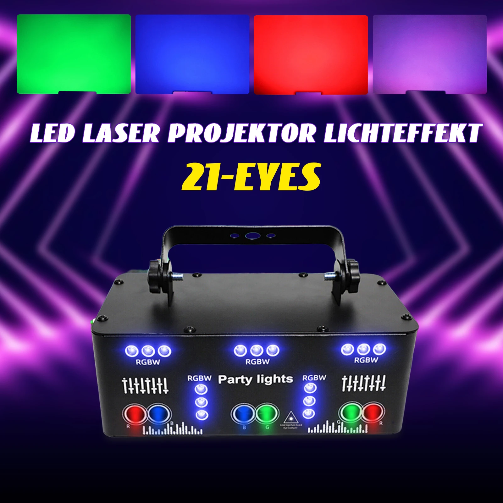 DJ Projector Disco Stage Light RGB DMX Effect Spotlight 15 LED Light Holes+6 Laser Light Holes for Party Bar