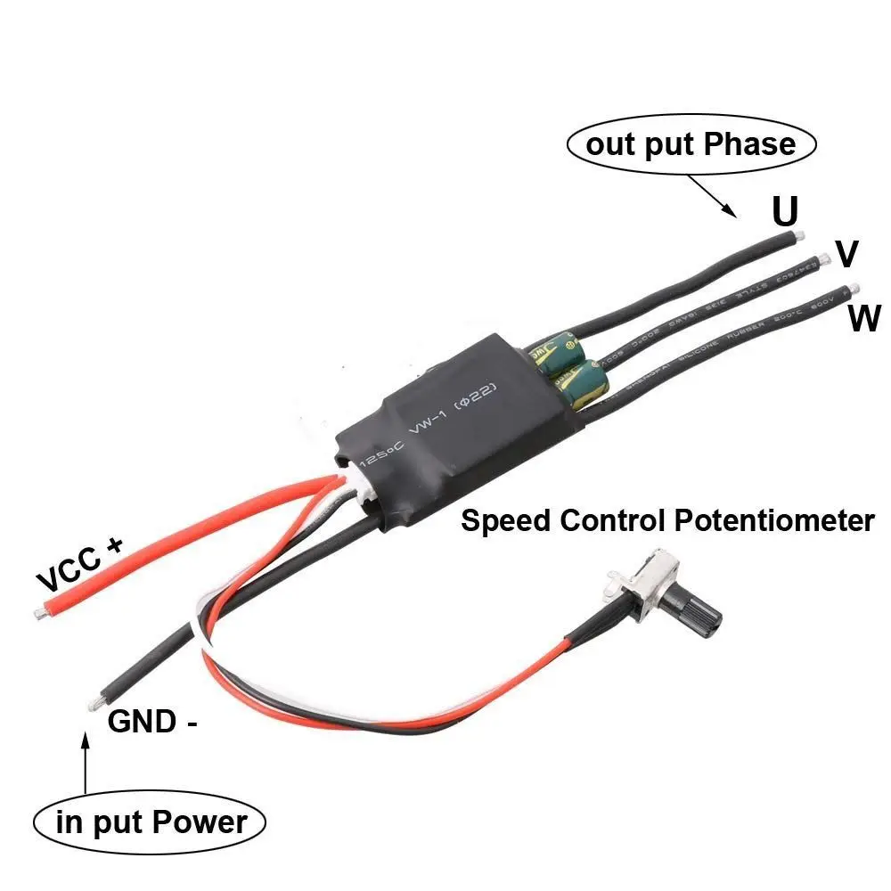 

DC 7-24V Brushless Motor Driver 3-Phase 200W BLDC Hallless DC Motor Drive Board Potentiometer DC Brushless