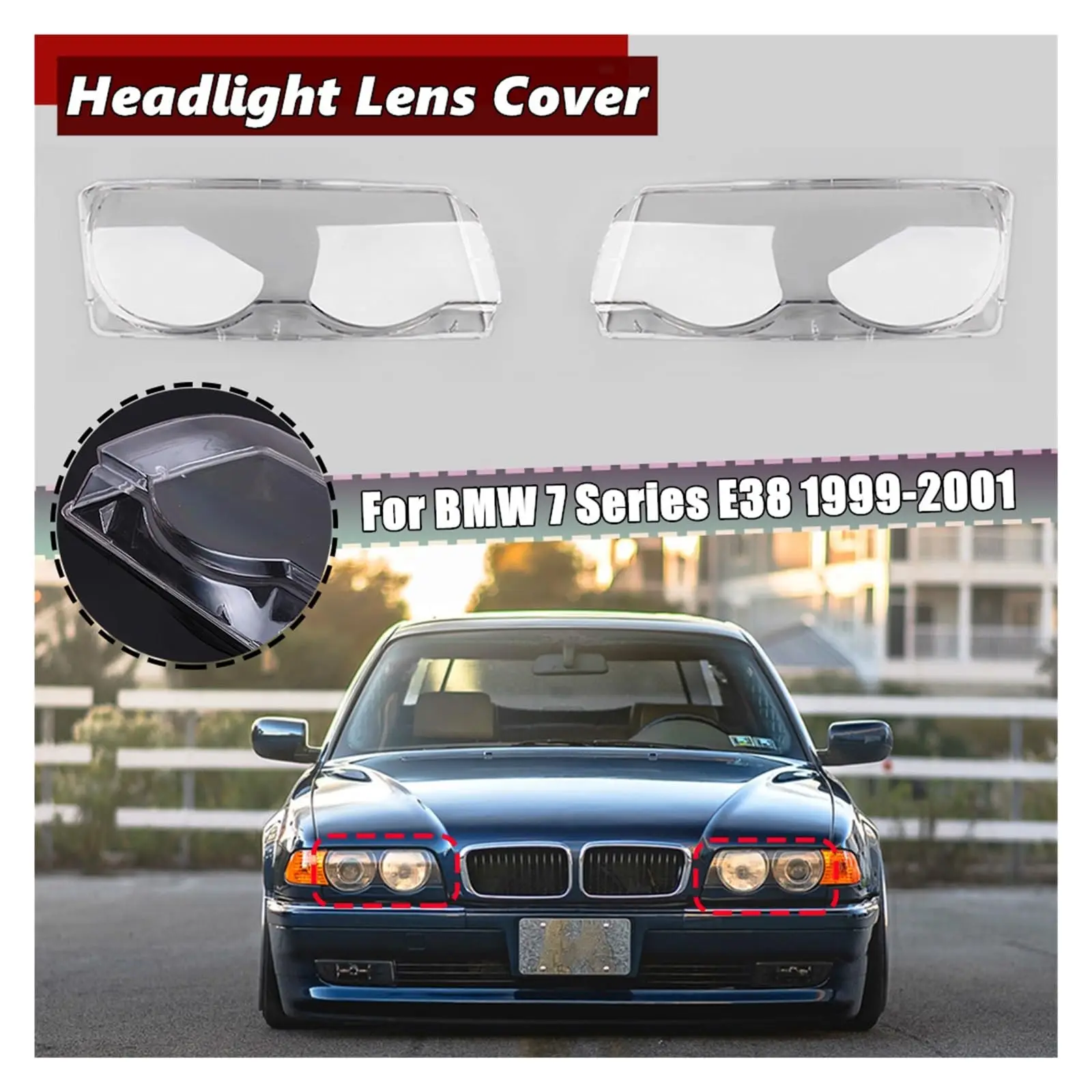 

Car Headlight Head Light Lamp Clear Headlight Lens Shell Cover Lamp Assembly For BMW E38 728i 730i 735i 740i 1999 2000 2001