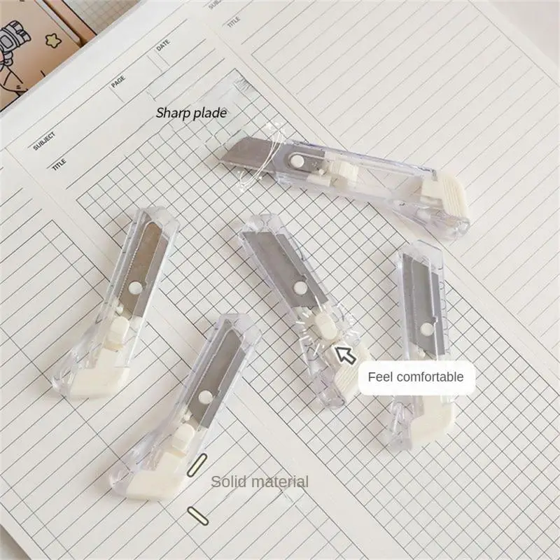 Cuchillo de utilidad transparente, cortador de caja afilado portátil, abridor de sobres para corte de papel de oficina, cuchillo artístico, papelería escolar, 1 Uds.