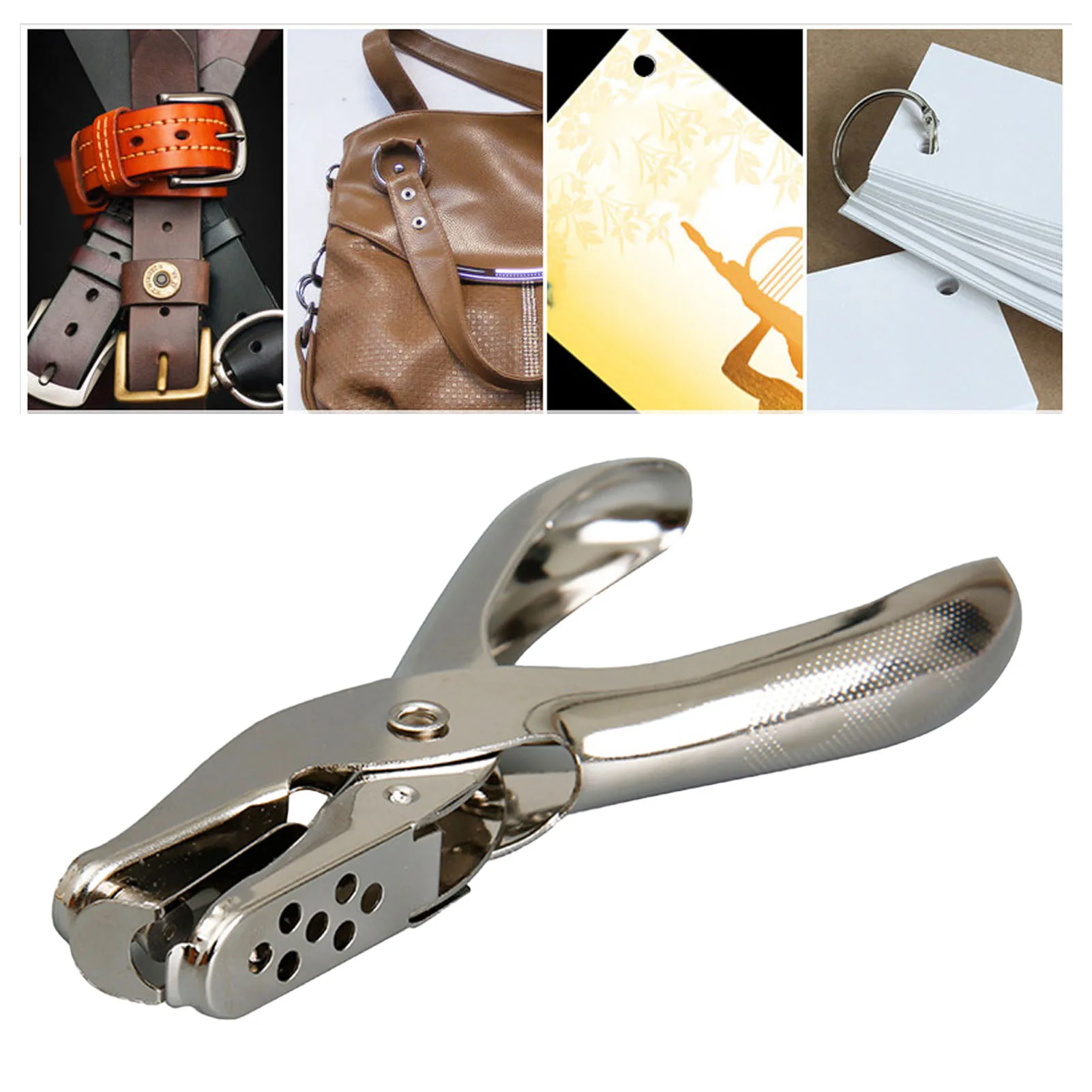 Hole Punching Plier  Plating Process Burrs  Compact Portable Hole Puncher Plier Silvery Comfortable Handle for Home