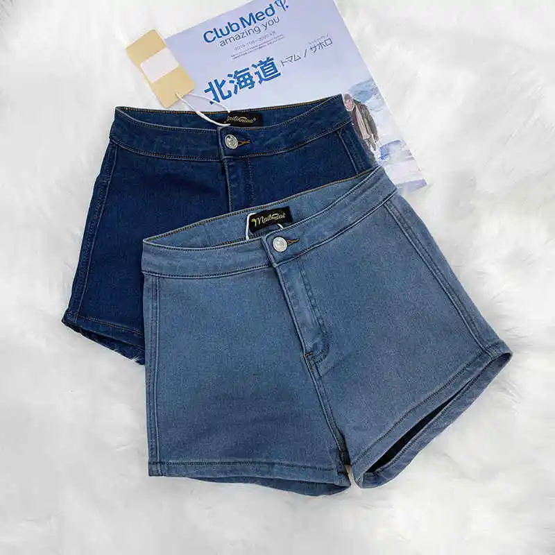 Fashion Blue Denim Shorts for Women Summer Thin Versatile Short Pants Korean Ladies Elastic Slimmimg Dance Hotpants