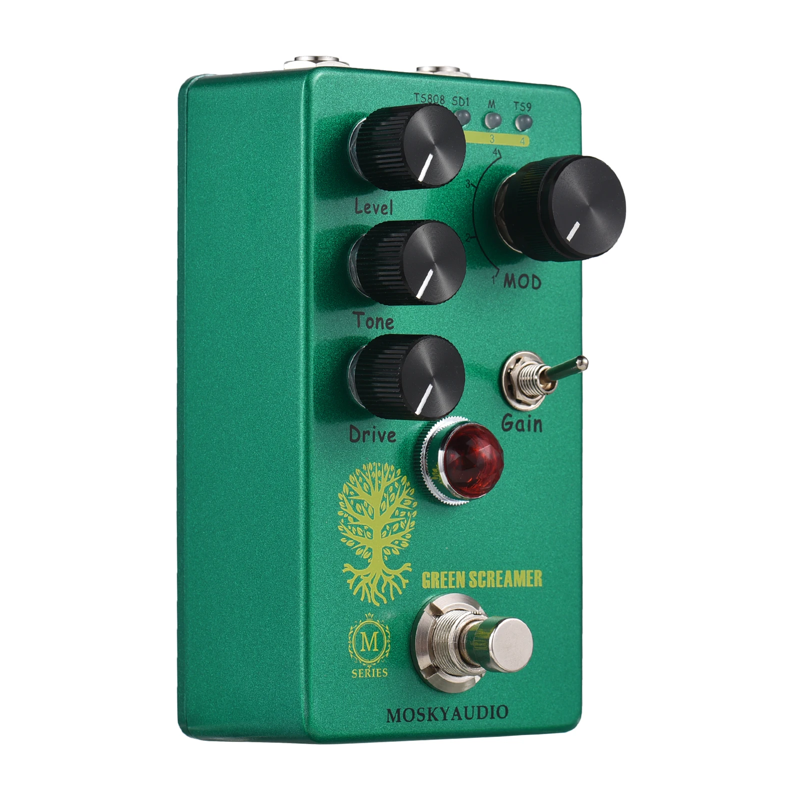 MOSKYAudio Booster/Overdrive Guitar Effect Pedal 4 Mode Switch & Level/Tone/Drive Controls Compact Portable Digital Overdrive Gu