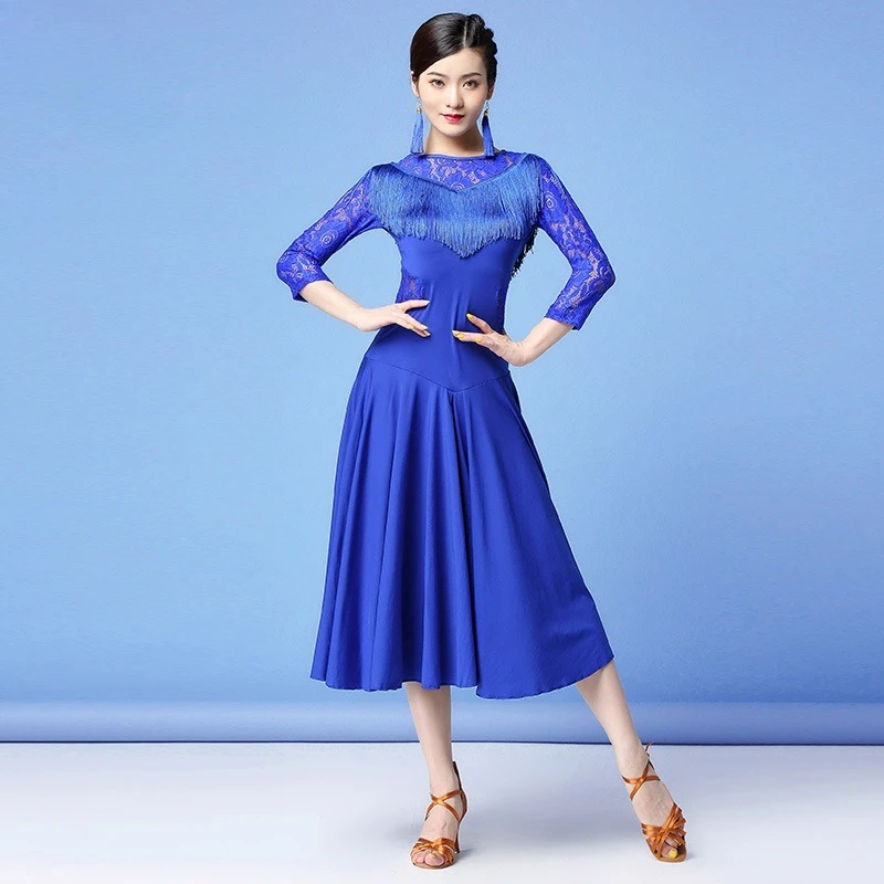 패션 다목적 슬림 새로운 라틴 댄스 성인 연습 옷 레이스 스윙 드레스 훈련 경쟁 공연 의상 여성