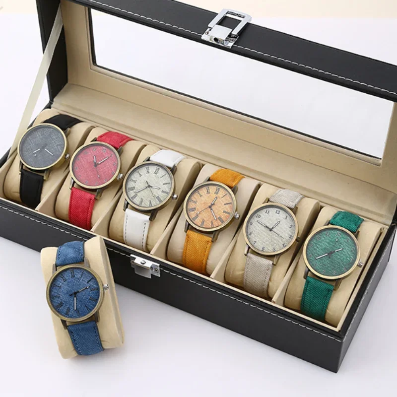 New Hot Sale Fashion Men Casual Quartz Watch Women Jean Fabric Ladies Wristwatch Leather Strap Watches Relogio Feminino