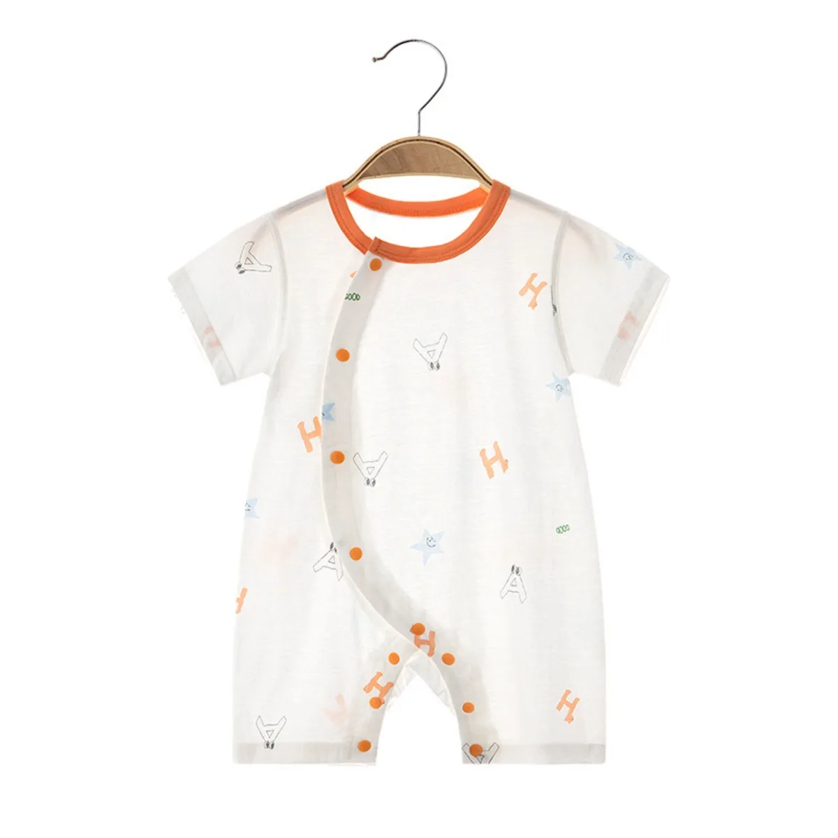 Newborns Pure Cotton Lightweight Cool Romper 6-18M Baby Boy Girl Summer Breathable Onesie Toddler Snap Closure Short Jumpsuit