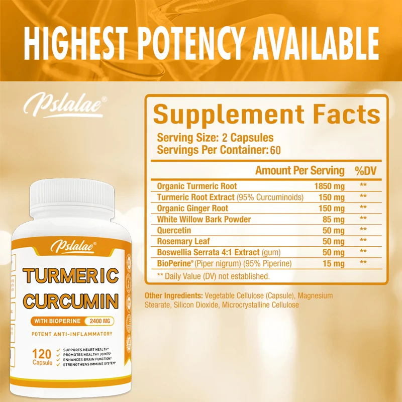 Curcumin Capsules Contain Piperine and Black Pepper Extract To Support Joint Health and Relieve Pain