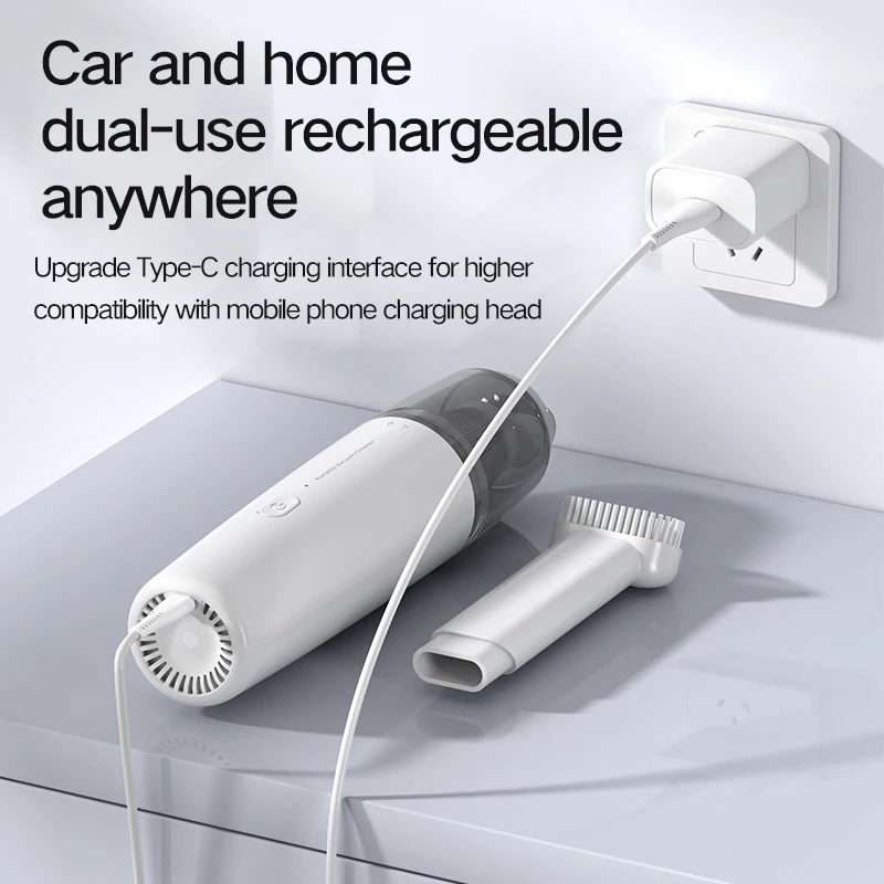 Xiaomi Youpin Vacuum Cleaner Car Home Portable Handheld Wireless Charging Metal Filter Element Mini High Power With Brush Head