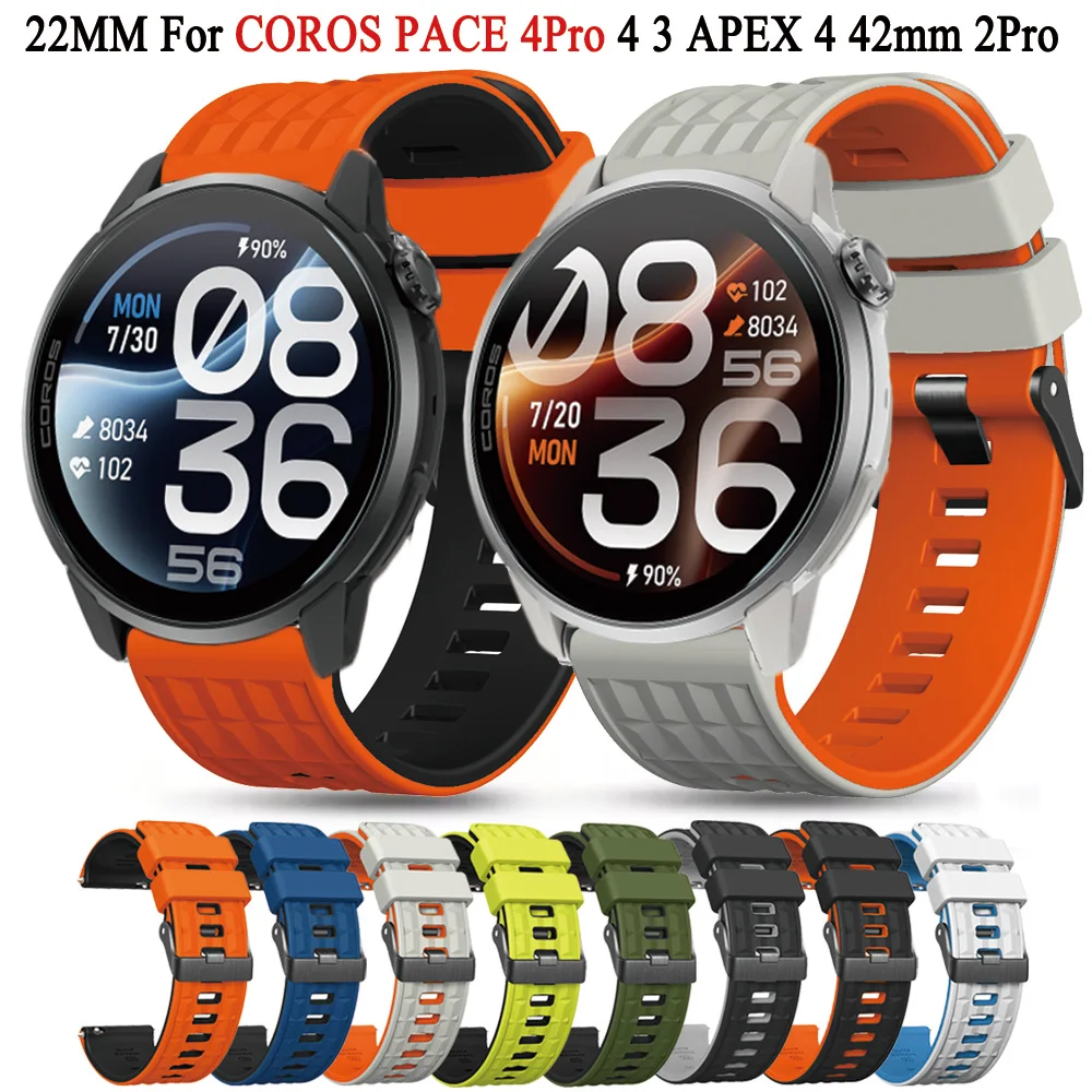 22mm Silicone Watch Strap For COROS PACE 4Pro Strap PACE4/PACE3/APEX Pro Band For COROS APEX 4 42mm 2 Pro Breathable Bracelet