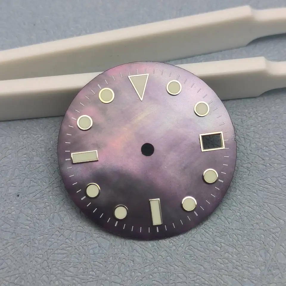 28.5mm green Purple blue White Solid color C3 Luminous sterile single date watch dial accessories for NH36  35 movement