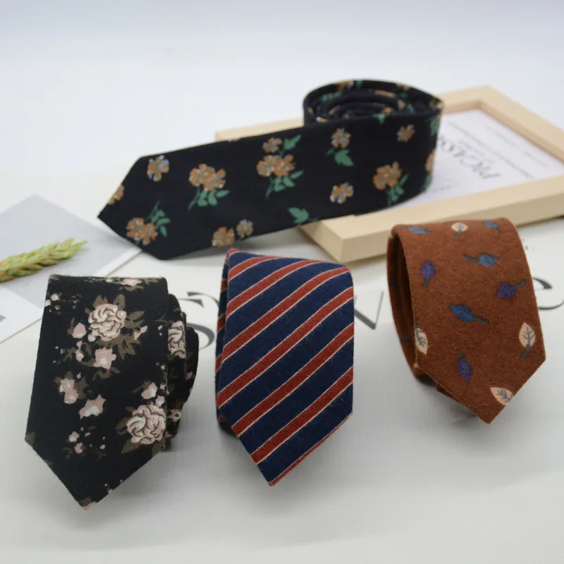 6Cm Breedte Bloemen Stropdassen Voor Mannen Katoen Gestreepte Hals Stropdassen Shirt Jurk Accessoires Jonge Meisjes Jongen Dagelijkse Stropdas Zacht Cravate