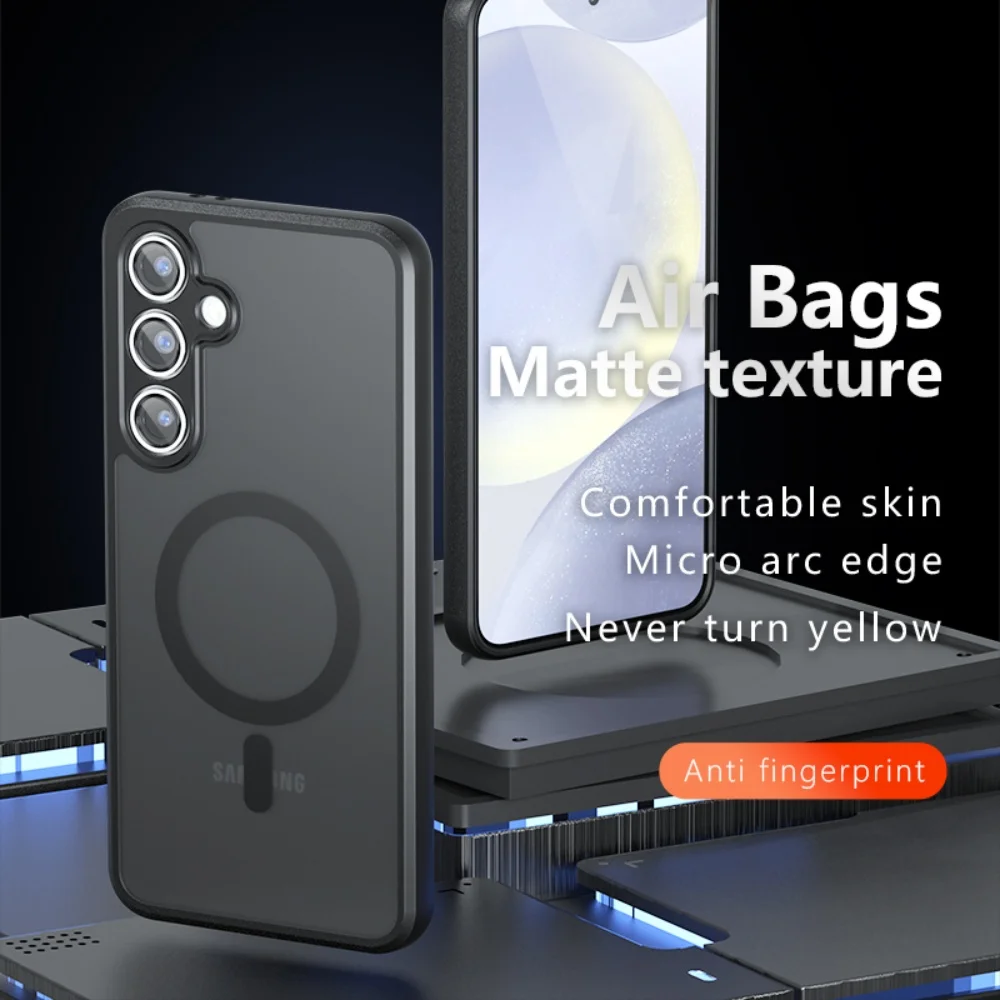 For Magsafe Magnetic Transparent Case Samsung Galaxy S24 S23 FE S22 Ultra A55 A35 A54 A53 A14 A15 A16 A24 A25 Shockproof Cover