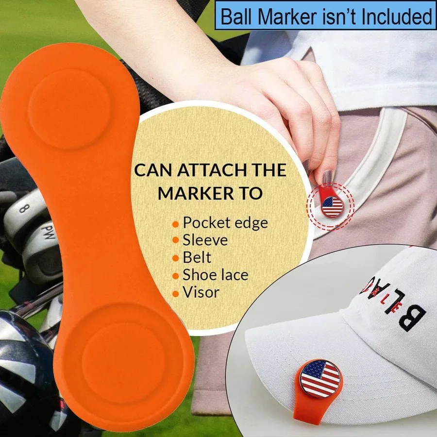 Silicone Golf Hat Clip Ball Marker Holder 1 Hat Clip with 2 Ball Markers Strong Magnetic Attach to Pocket Edge Belt Gift