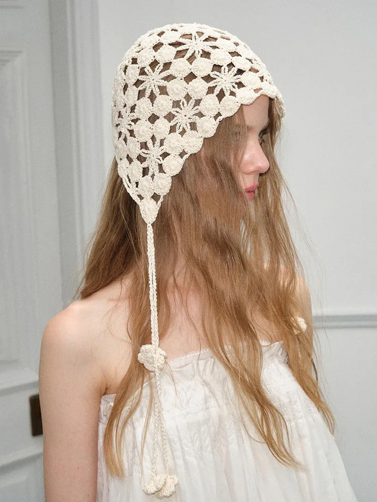 

Fashion Handmade Hook Flower Hollow Out Romantic Summer Woven Floral Hair Scarf Wraps Travel Headband Hair Accessories