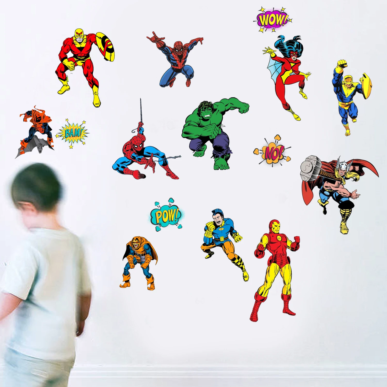 ملصقات حائط على شكل بطل خارق من الرسوم المتحركة The Avengers لغرفة الأطفال وغرفة النوم والمنزل وديكور PVC لفيلم جدارية ملصقات فنية هدايا للأطفال