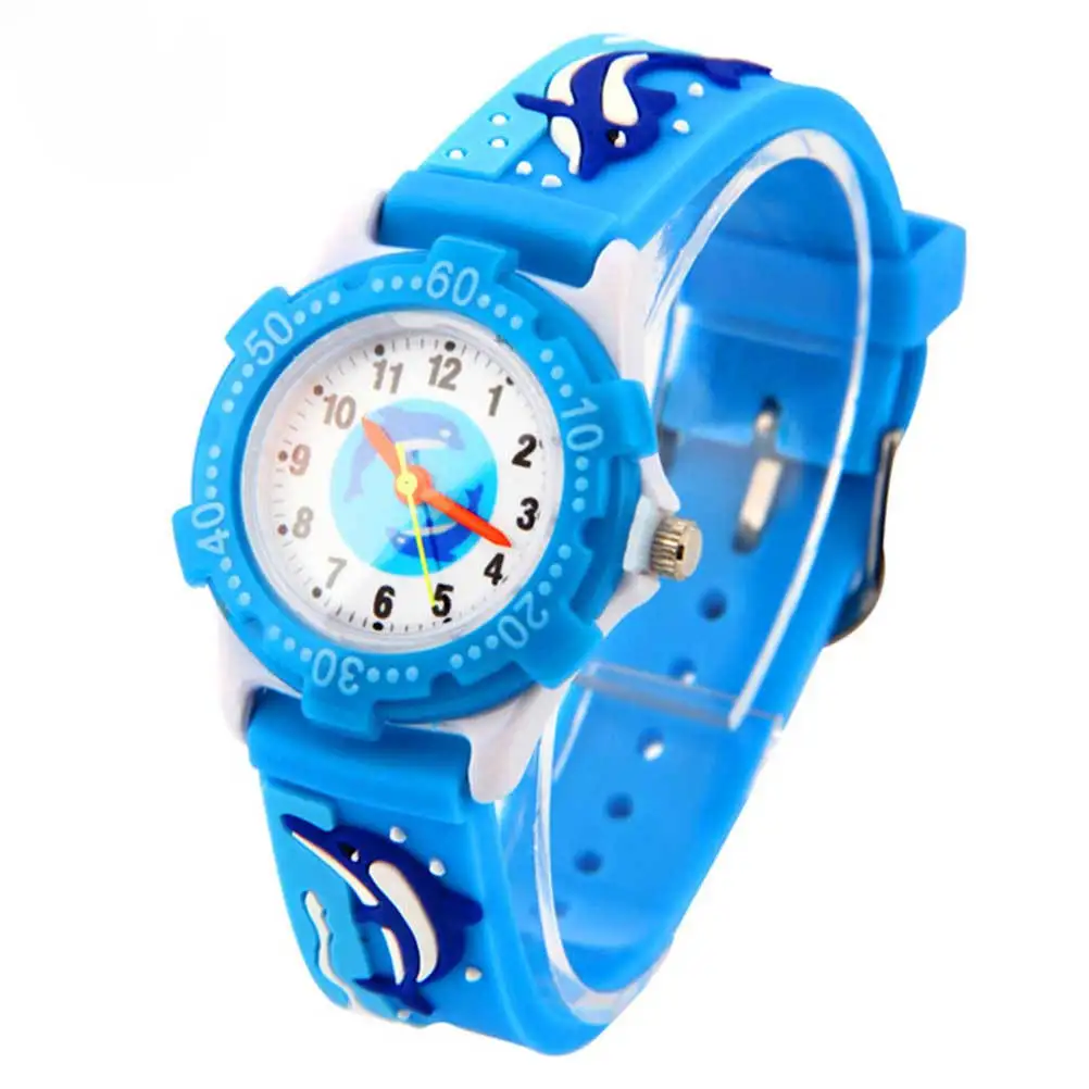 Relojes de delfines Reloj de cielo 3D de dibujos animados Regalo de cumpleaños cómodo y duradero Reloj 3D Decoración de muñeca