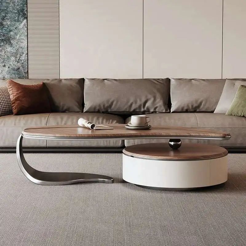 طاولة قهوة جديدة فاخرة وحديثة من الخشب الصلب على شكل منزل صغير وغرفة معيشة منزلية