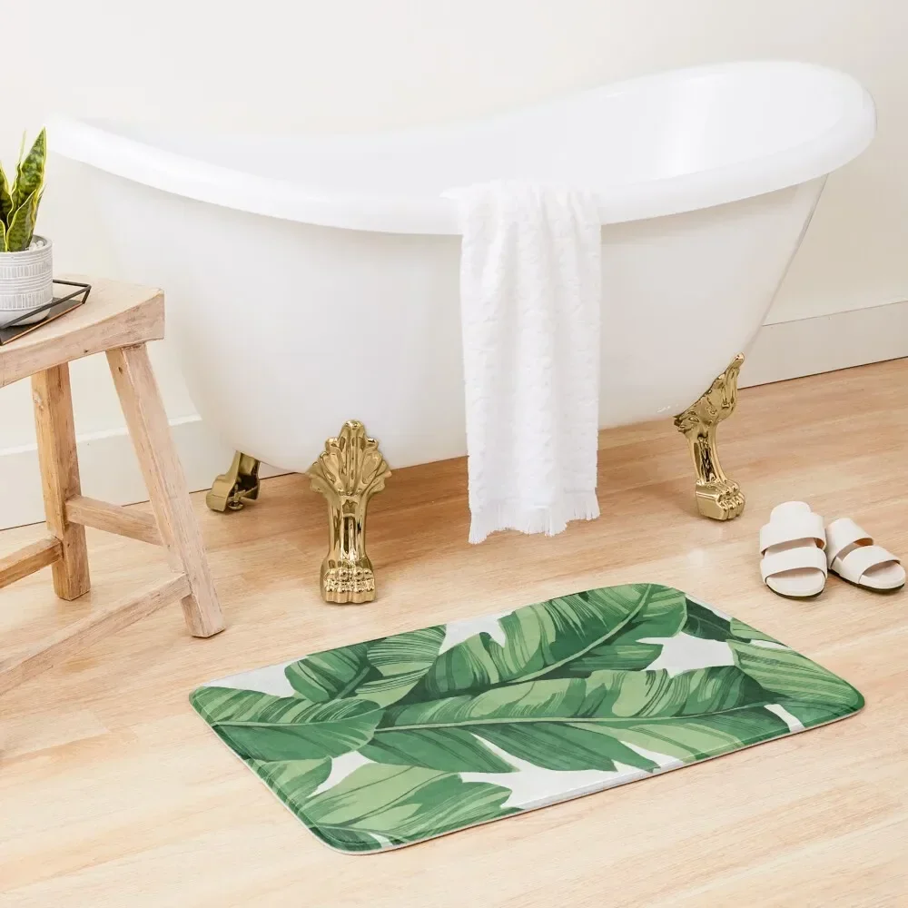 Tropical Banana Leaves Cure Warm House Decorative Accessories Bathroom Door Mats Anti-Slip Shower Floor Pad Suitable for Bedroom