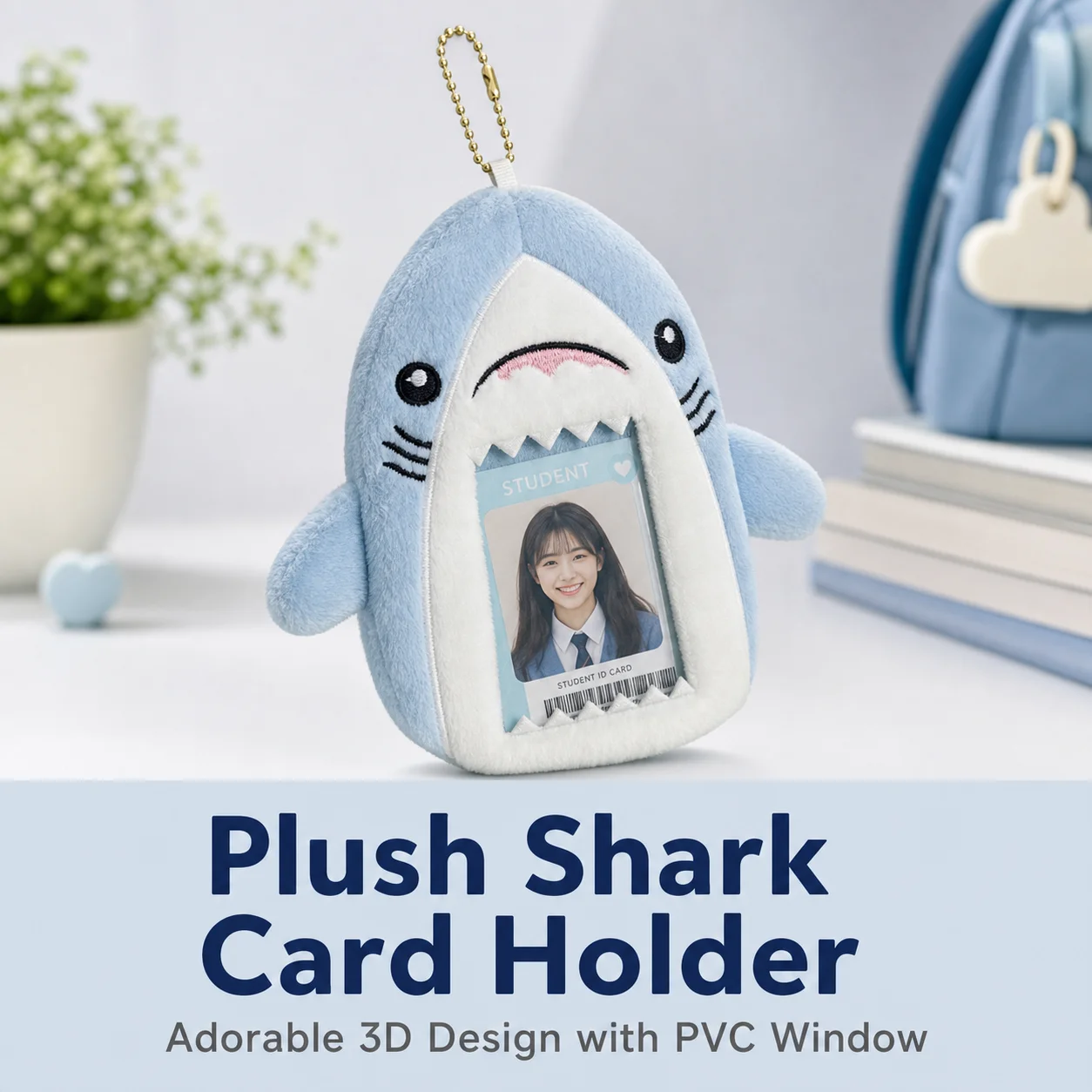 1pc Card Holder Cute Shark Plush Id Case For Students Bus Card Photo Sleeve Creative Doll Card Collection Packaging Storage Bag